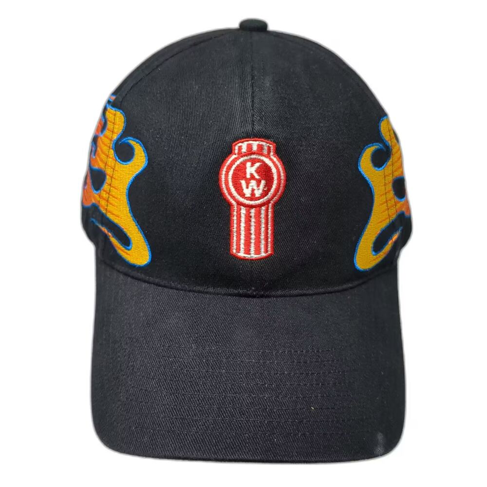 Kenworth Baseball Cap Black Orange One Size Strapback Flame Worlds Best Logo Hat